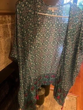 Moss Rose Teal Floral Print Camisole Cover-Up